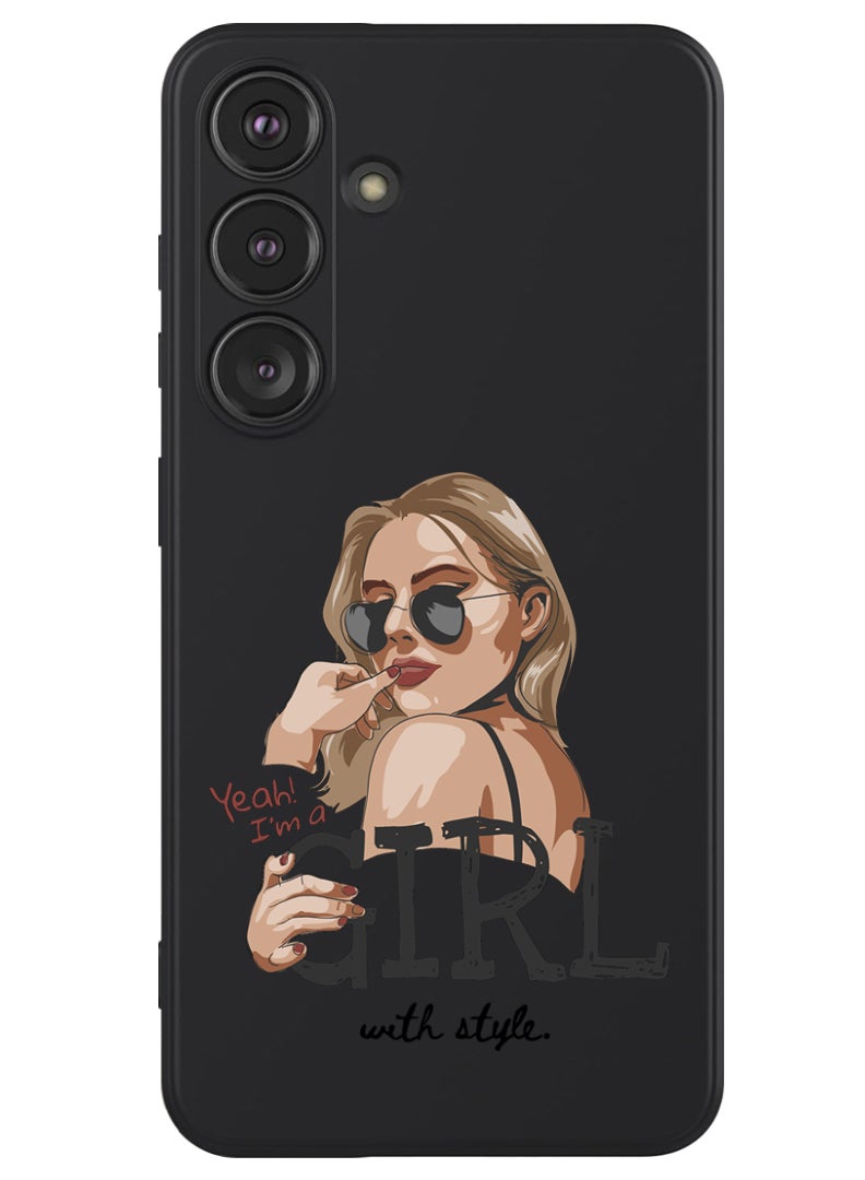 Theodor Protective Slim Fit Case Liquid Silicone Cover with Full Body Protection Anti-Scratch Shockproof Case For Samsung Galaxy S24 (Black) - Girl with Style - Image 1