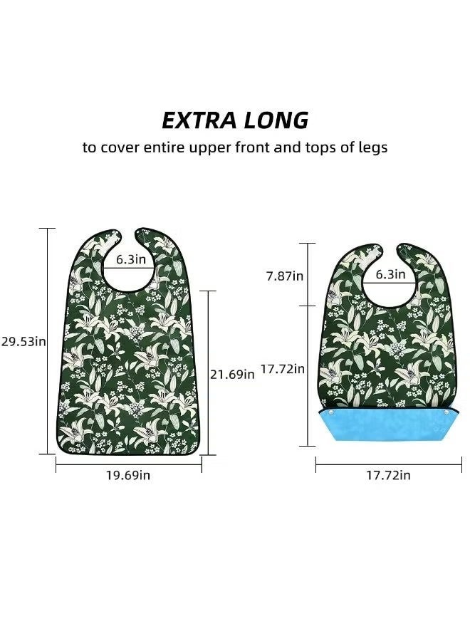 Adult bibs, men's women's bibs for the elderly, waterproof bibs, reusable waterproof clothing protectors, washable bibs, meal clothes protectors - Image 2