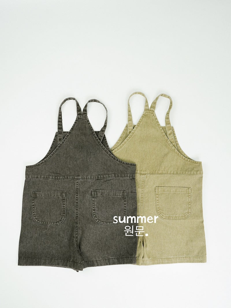 Children'S Shorts 2025 Korean Style Boys And Girls Bear Embroidered Suspender Shorts Baby Denim Suspender Pants - Image 4