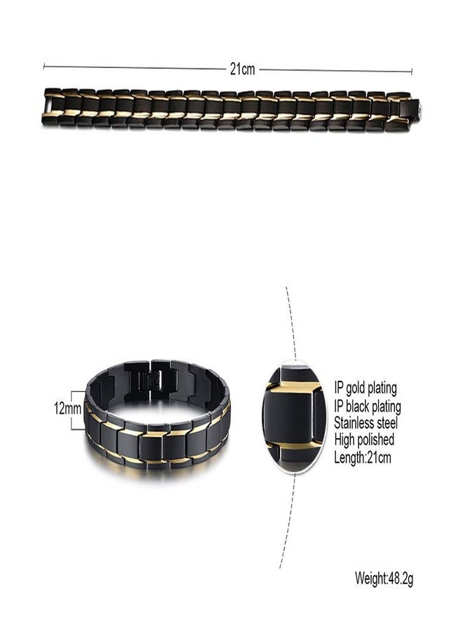 VNOX Yoga Aum Ohm Namaste & OM Symbol Stainless Steel Two-Tone Stainless Steel Link Bracelet for Men,Adjusting Tool,Black - Image 3