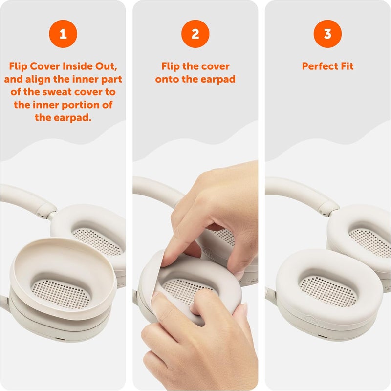 WC SweatZ XM5 - Protective Headphone Ear Covers for Sony WH1000XM5 by | Only Compatible with Sony XM5 Over Ear Headphones | Sweatproof & Easily Washable | Silver - Image 5