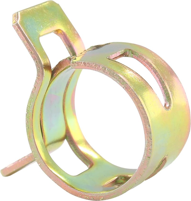 Rierdge 60 Pcs 12mm ID Spring Band Type Clamps, 1/2" Fuel Hose Clamps Fasteners, Golden Spring Hose Clip for Fuel Hose Line Water Pipe Air Tube Silicone Hose - Image 1