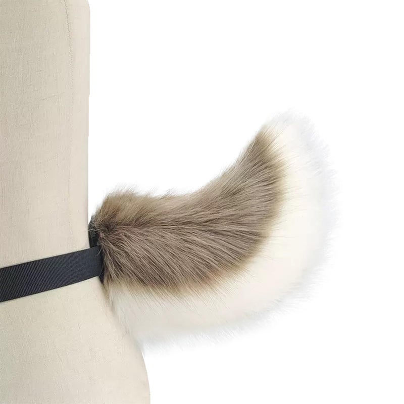 whitefeather Deer Tailï¼ŒGoat Tail-Fiber Filled Faux Fursuit Tail With Adjustable Waist Strapï¼ŒFor Adult Halloween Easter Animal Cosplay - Image 1