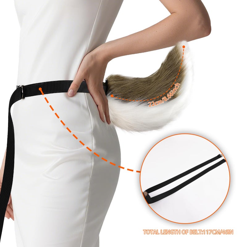 whitefeather Deer Tailï¼ŒGoat Tail-Fiber Filled Faux Fursuit Tail With Adjustable Waist Strapï¼ŒFor Adult Halloween Easter Animal Cosplay - Image 2