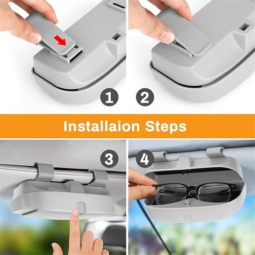 VANITYA Universal Car Visor Sunglasses Case Holder, Plastic Eyeglasses Clip Storage Case Holder Organizer with Magnetic Closure, Fits All Car Visors, Easy Installation, Protects Glasses, Ideal for Sunglasses - Image 3