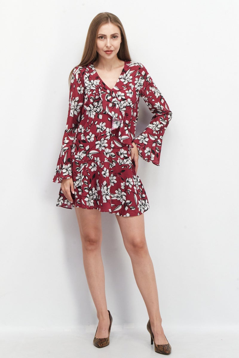 PARKER Women Long Sleeve Ruffle Ditsy Floral Mini Dress, Multicolor - Image 3