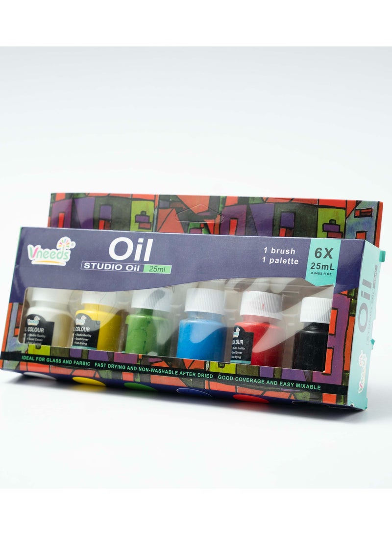Vneeds Blue Packet Liquid Paint Set: 25ml x 6 Colors with Brush & Palette – Dive into Creativity