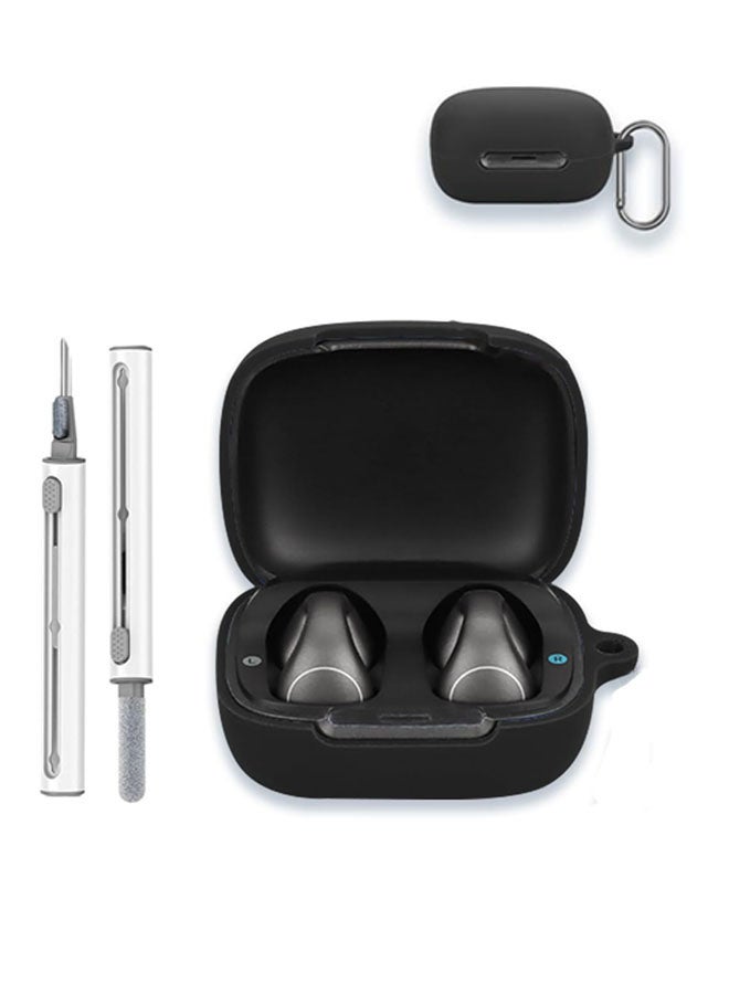 SJet for C40i Case Cover with Cleaner Kit, Soft Silicone Protective Case for Anker Soundcore C40i Case for Women Men, C40i Case Accessories with Keychain (Black) - Image 1