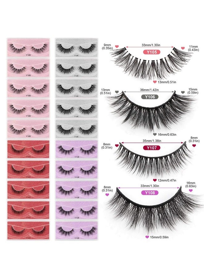 MAGEFY - Eyelashes 20 Pairs 4 Style Faux Mink Lashes Natural Look False Lashes Handmade Reusable Soft Fake Eyelashes (20 Pairs + Portable Boxes) - Image 1