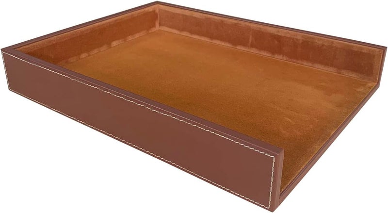 Dacasso Rustic Brown Leather Letter Tray - Image 3