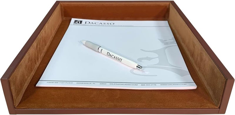 Dacasso Rustic Brown Leather Letter Tray - Image 4