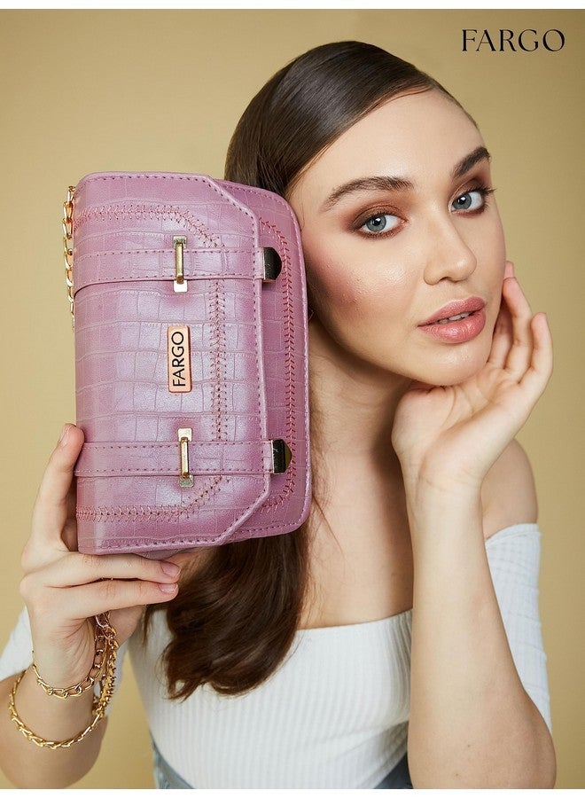 Fargo Leatherette Shoulder Sling Bags For Women's Ladies (Pink) - Image 2