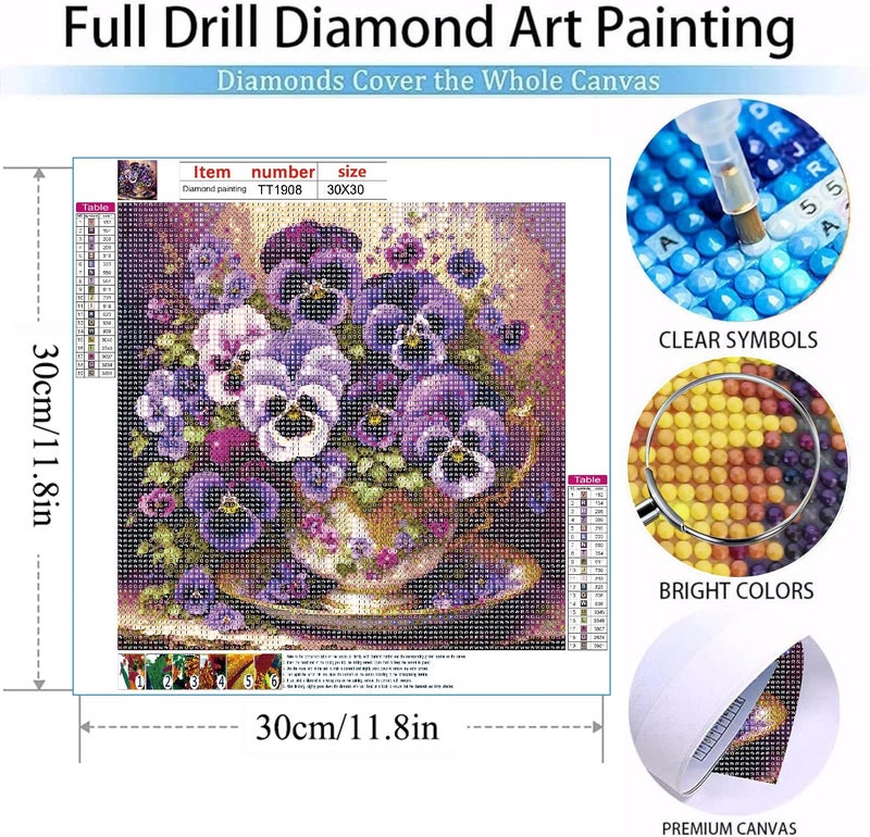 MOMDEDP Flowers Diamond Painting Kits for Adult-Moth Orchid Diamond Art Kits for Adults,5D Diamond Painting Flower,DIY Full Drill Diamond Painting Flower Gem Art and Crafts 12x12inch - Image 5