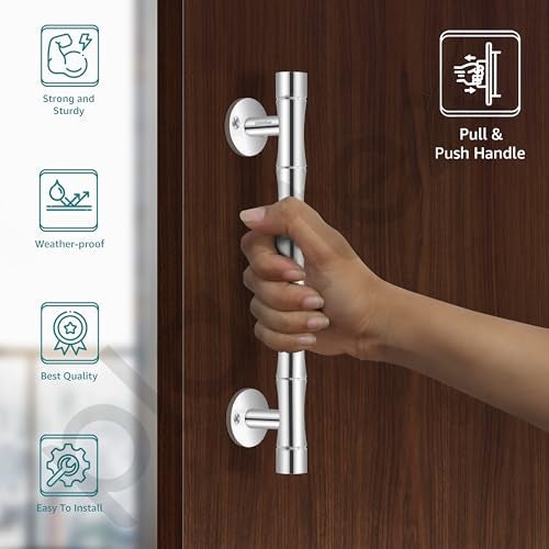 Plantex 8 Inch Heavy-Duty Stainless Steel Door Handle for Main Door/Pull Push Main Door Handle/3 Years Warranty Pack of 1 (S-140, Chrome) - Image 4