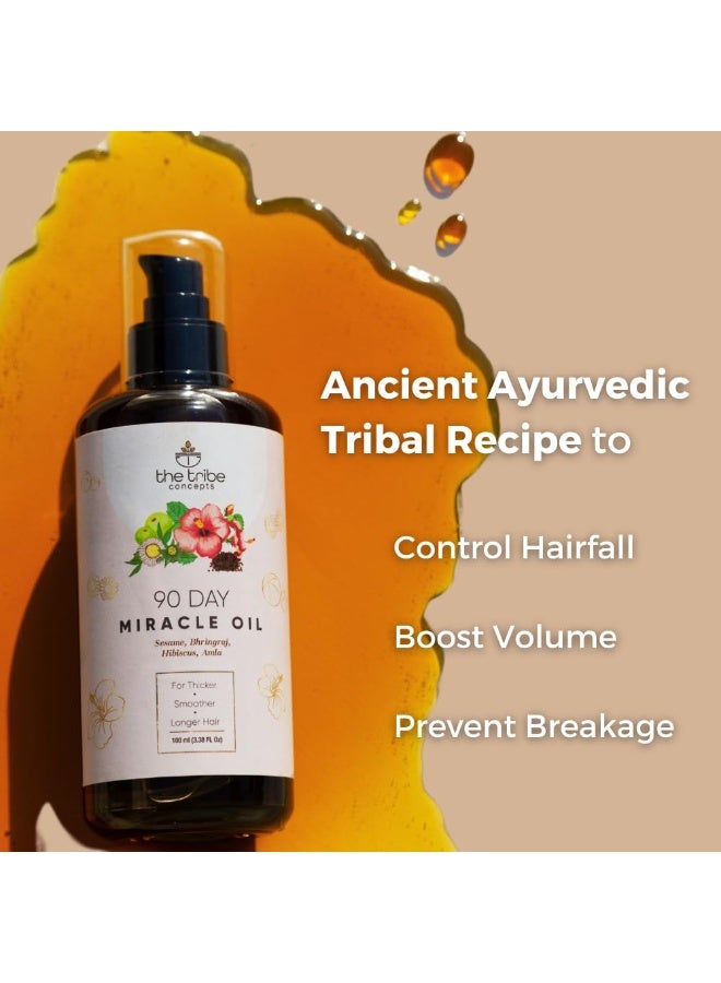 The Tribe Concepts 90 Day Miracle Hair Growth Oil - 100 ml, Anti Hairfall Oil for Breakage, Hair Fall Control Oil contains Bhringraj, Hibiscus & Amla Oil For Hair. - Image 4