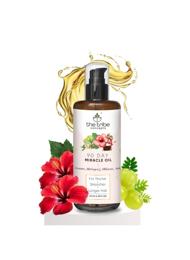 The Tribe Concepts 90 Day Miracle Hair Growth Oil - 100 ml, Anti Hairfall Oil for Breakage, Hair Fall Control Oil contains Bhringraj, Hibiscus & Amla Oil For Hair. - Image 1