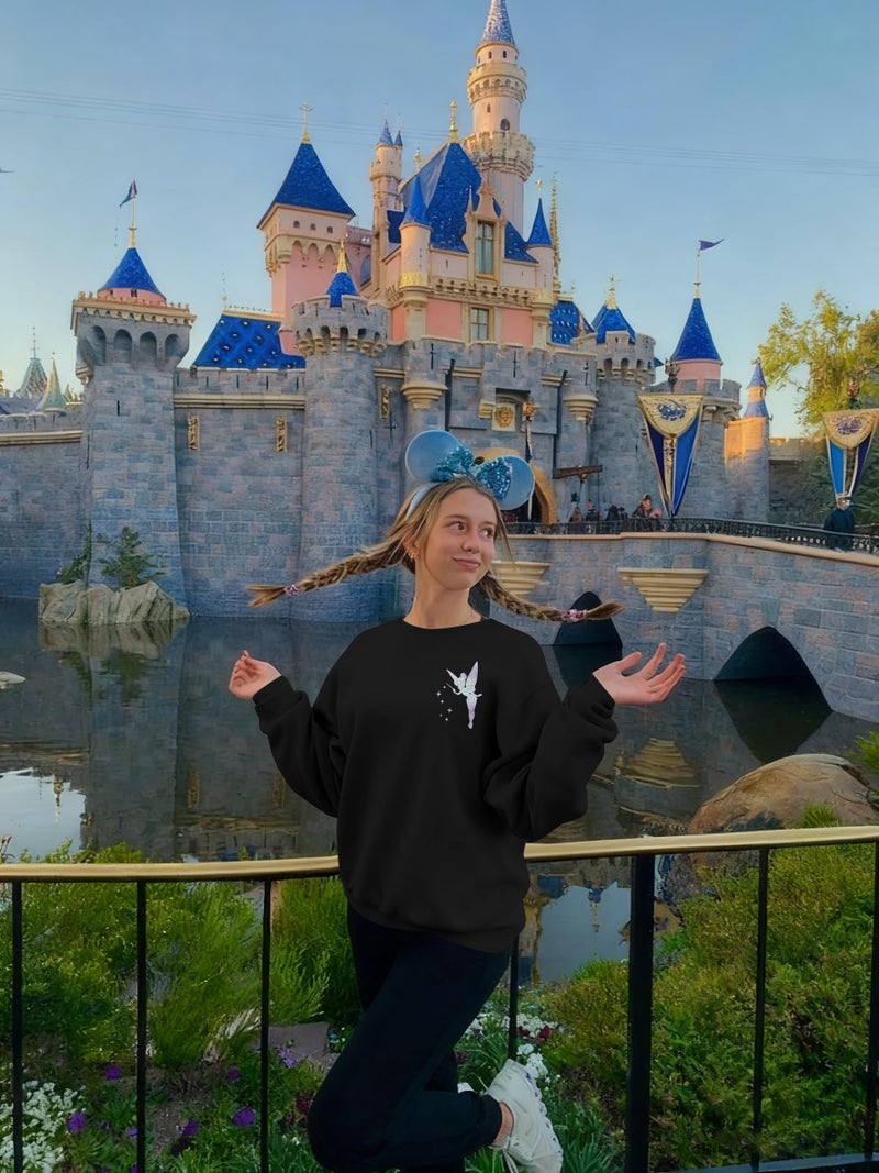 FASHGL Magical Kingdom Sweatshirt for Women Magic Shirt Family Vacation Sweater Cute Castle Graphic Long Sleeve Pullover Tops Black - Image 4