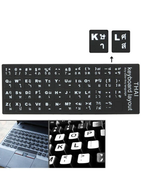 Thai Learning Keyboard Layout Sticker for Laptop / Desktop Computer Keyboard(Black)