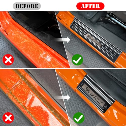 Rowa 304 Stainless Steel Door Sill Guards Compatible with Jeep Wrangler JL JLU 2018-2025 & Gladiator JT 2020-2025, Brushed Black Door Entry Guard Full Coverage - Image 3
