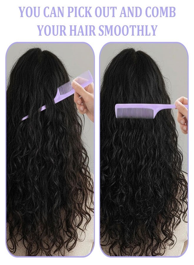 Psiriol Rat Tail Combs, 6 Pcs Fine Tooth Parting Tip for Women, Carbon Fiber Root Teasing Anti Static Hair Comb for Root Teasing Back Combing Adding Volume Evening Styling, Two Each of Pink, Purple, Black - Image 5