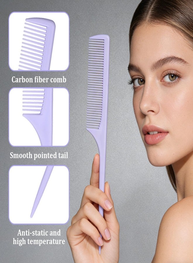 Psiriol Rat Tail Combs, 6 Pcs Fine Tooth Parting Tip for Women, Carbon Fiber Root Teasing Anti Static Hair Comb for Root Teasing Back Combing Adding Volume Evening Styling, Two Each of Pink, Purple, Black - Image 3