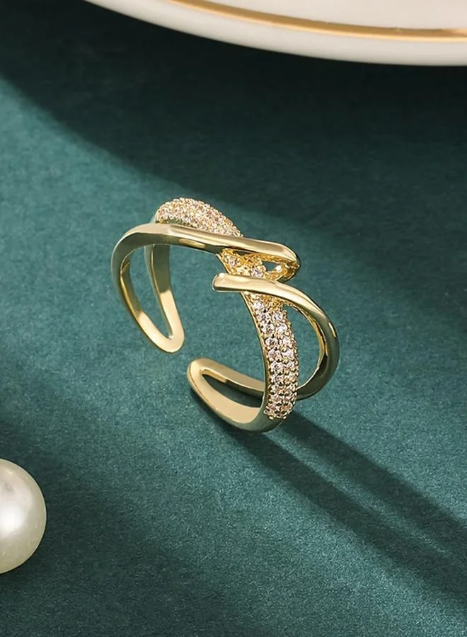 تايك تو خاتم مفتوح مُزين ومُرصع بأحجار بتصميم هندسي غير منتظم