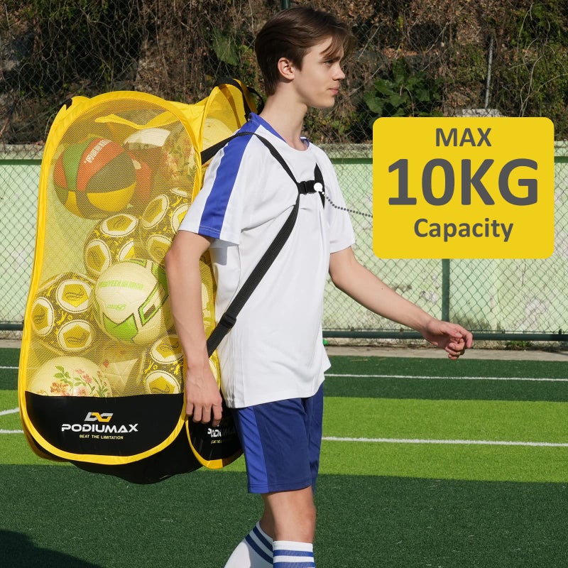 PodiuMax Pop Up Ball Storage Backpack & Organizer - Transport and Store Basketball, Football, Ping Pong and More, with Capacity up to 10kg - Image 5