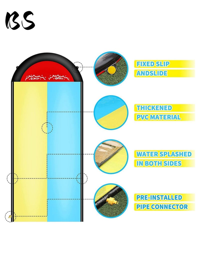 BS 2-Person Surf Water Slide | Features Dual Lanes & 2 Surfboards | 480x140cm Foldable Lawn Water Slide | Backyard & Outdoor Garden Racing Toy | Summer Family Fun for Kids & Adults | Portable Surf & Splash Sliding Mat - Image 5