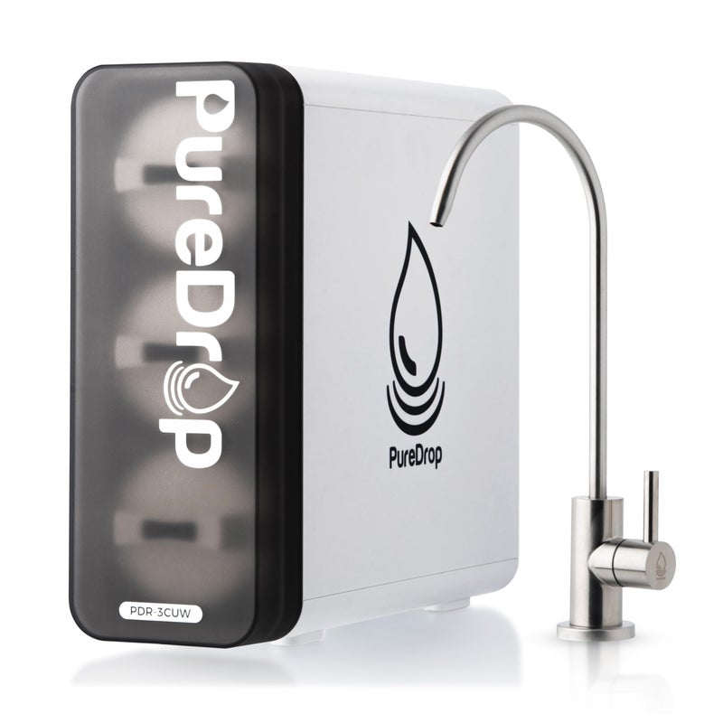 Pure Drop PureDrop PDR-3CUW 0.01Î¼m Ultra-Filtration Under Sink Water Filter System, SGS-Tested Tankless 3-Stage Compact Undersink Water Filtration with Faucet, Removes Chlorine, Bad Taste & Odor, No Waste Water - Image 1