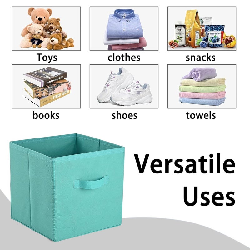 Kuber Industries Pack of 2 Square Foldable Multipurpose Wardrobe Storage Organizer for Home 11 Inch Portable CupboardCloset Organiser Storage Box for Clothes Toys Green Brown - Image 5