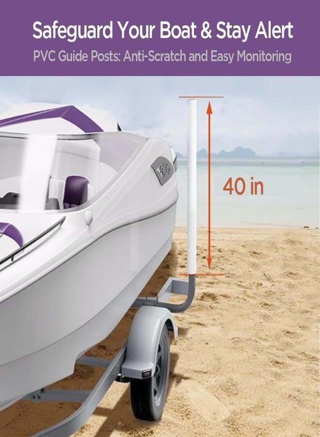 Sebnux Galvanized Steel Adjustable Boat Trailer Guide with PVC Pipes for Ski Boat Fishing Boat, Sailboat Trailer (White) - Image 2