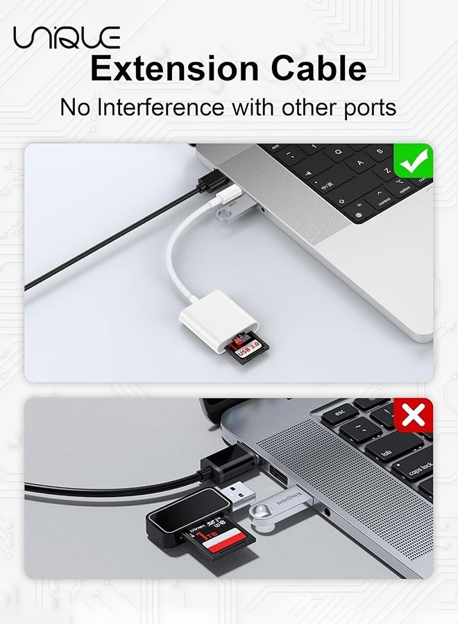 Unique USB-C SD Card Reader for iPhone 15/16/17 - Dual Slot for SD and MicroSD - Supports SD and TF Memory Card Adapters - Portable Reader - No App Installation Required - Plug and Play - Compatible with USB-C and Type-C Smartphones, Computers, and Cameras - White - Image 5