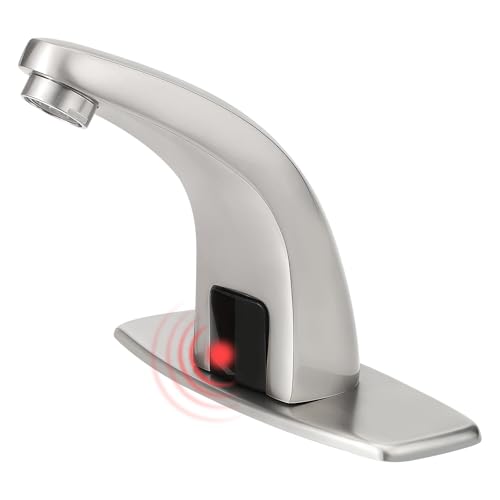Gangang Touchless Bathroom Sink Faucet，Automatic Motion Sensor Faucets with 1 Hole Plate for Water Bath Commercial Lavatory Farmhouse, Brushed - Image 1