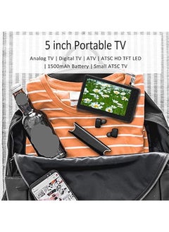 Generic 5 inch Portable TV, ATSC HD TFT LED Pocket Digital Television Mini TV, 1080P Digital TV with Remote Control, 1500mAh Rechargeable Battery, Support USB, TF Card, Small ATSC TV for Car Camping Kitchen  - Image 4