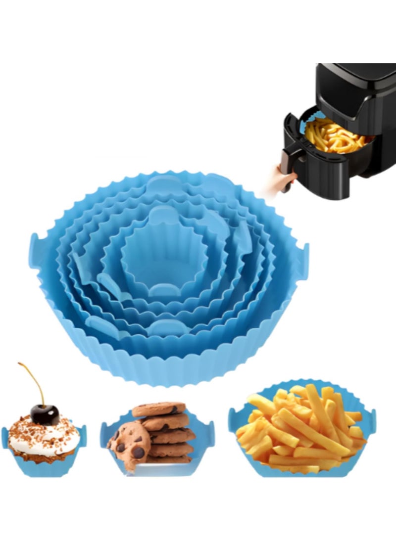 LEKORED LEKORED 6Pcs Different Size Air Fryer Silicone Liners Food Grade NonStick Accessories Reusable Basket Kitchen Air Fryers Oven Accessories Round Tray Pack of 6 Multicolor  - Image 1