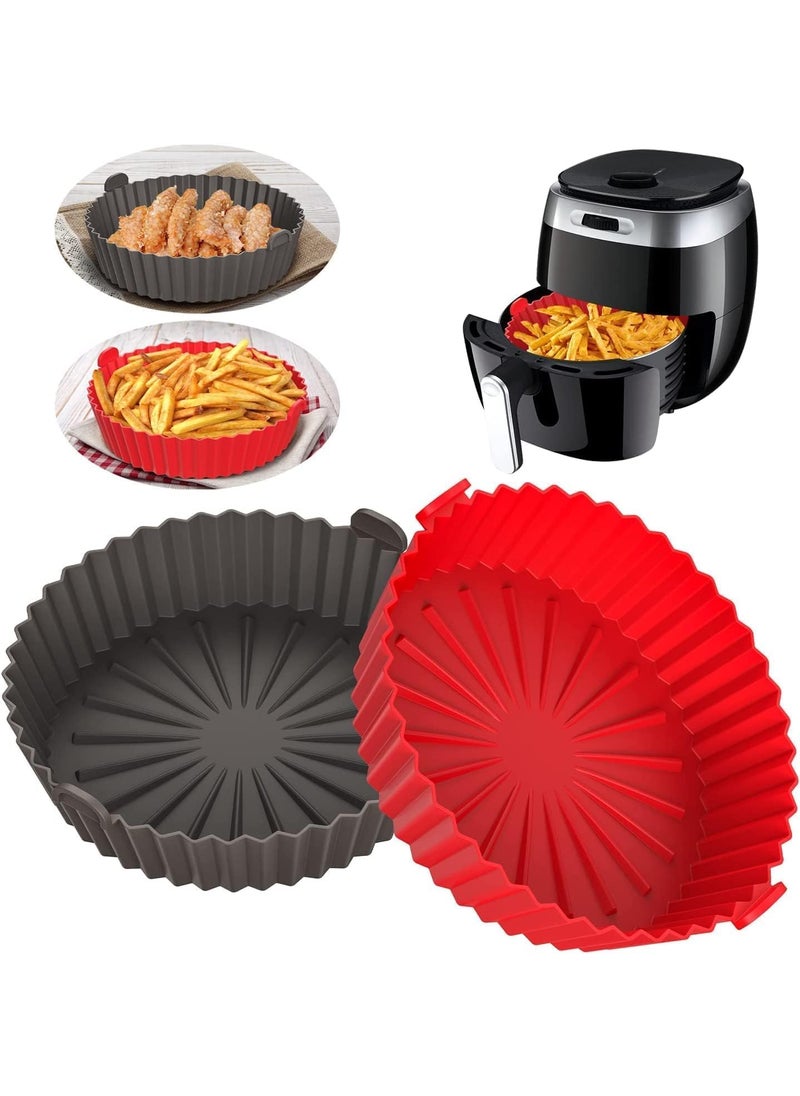 LEKORED LEKORED 6Pcs Different Size Air Fryer Silicone Liners Food Grade NonStick Accessories Reusable Basket Kitchen Air Fryers Oven Accessories Round Tray Pack of 6 Multicolor  - Image 3