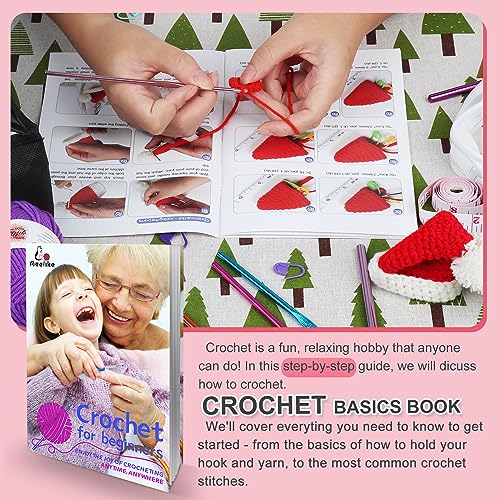 Aeelike Learn to Crochet Kits for Beginner, Crochet Starter Kit with Everything,1093 Yards Acrylic Yarn for Crocheting, 78pcs Crochet Set and Step-by-Step Instruction for Beginners Tote Storage Bag - Image 2