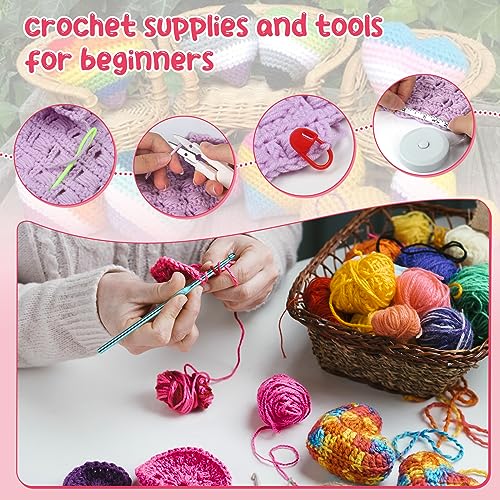 Aeelike Learn to Crochet Kits for Beginner, Crochet Starter Kit with Everything,1093 Yards Acrylic Yarn for Crocheting, 78pcs Crochet Set and Step-by-Step Instruction for Beginners Tote Storage Bag - Image 4