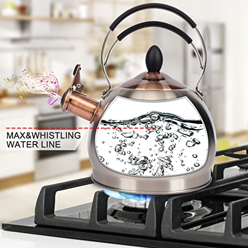 LUXGRACE Whistling Tea Kettle Stainless Steel Teapot, Teakettle for Stovetop Induction Stove Top, Fast Boiling Heat Water Tea Pot 2.6 Quart - Image 4