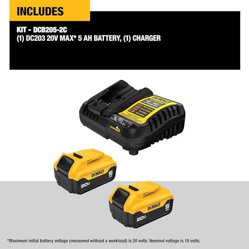 DEWALT 20V MAX Lithium-Ion Battery 2-Pack and Charger, 5.0 Ah, Battery Starter Kit (DCB205-2c) - Image 2