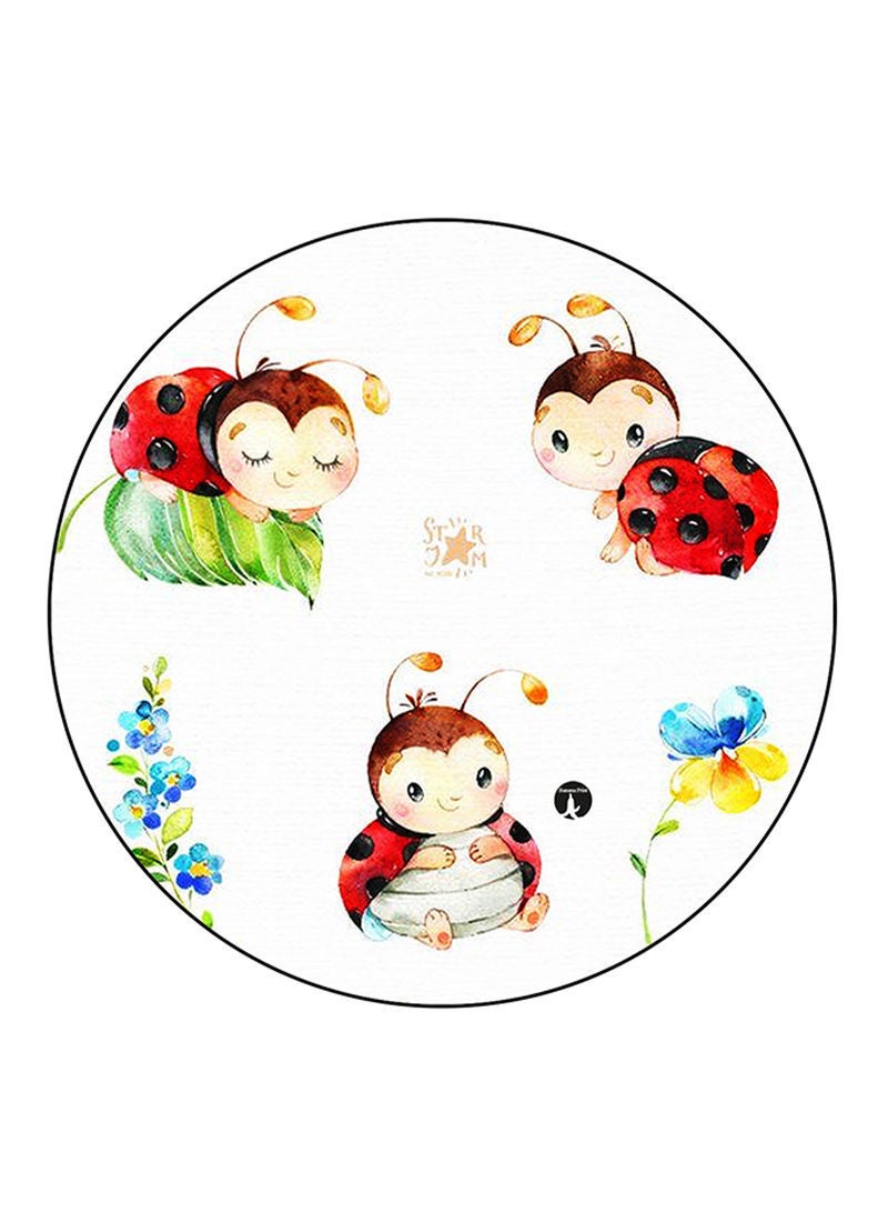 Ladybug Printed Mouse Pad Round  Multicolour