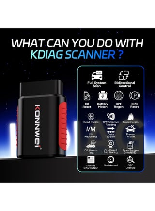 جهاز KDIAG OBD2 ماسح ضوئي يعمل بالبلوتوث - أداة تشخيص كاملة لنظام السيارة للمحرك، وناقل الحركة، ونظام ABS، ونظام مراقبة ضغط الإطارات، والتوجيه، والبطارية، وغيرها، وإعادة ضبط الزيت/EPB/DPF/BMS لأكثر من 40 مركبة، مع تطبيق iOS وAndroid مدى الحياة - view 5
