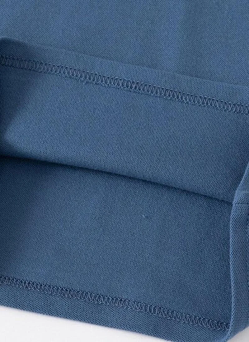 YUNIQEE Blue Polo Collar Pure Cotton Casual T-shirt
