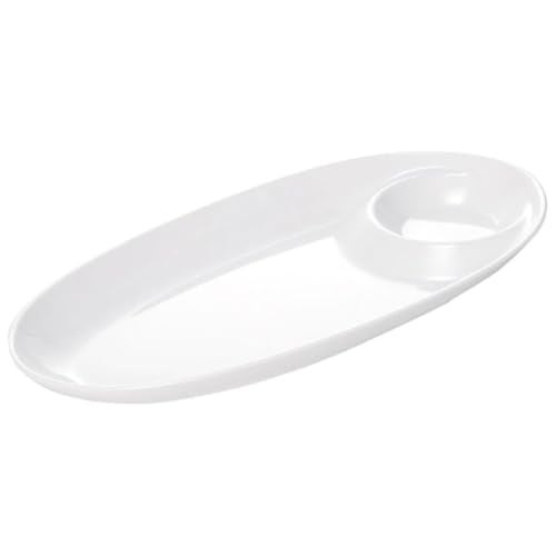 Incrizma Multi-Purpose Kitchen Serving Platter, Chip and Dip Serving Platter, Bone China Divided Snack Plate, Sushi Plates with Sauce Section, Dumpling, Appetizer, Taco, Sushi (1, 34 cm) - Image 4