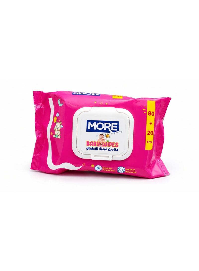 More Baby Wipes 80 + 20 = 100 wipes
