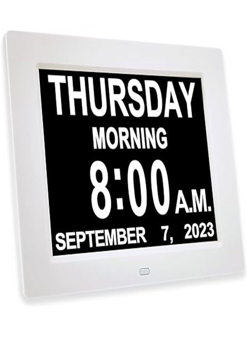 8-inch digital alarm clock, special version for the elderly with calendar function (white) - Image 1