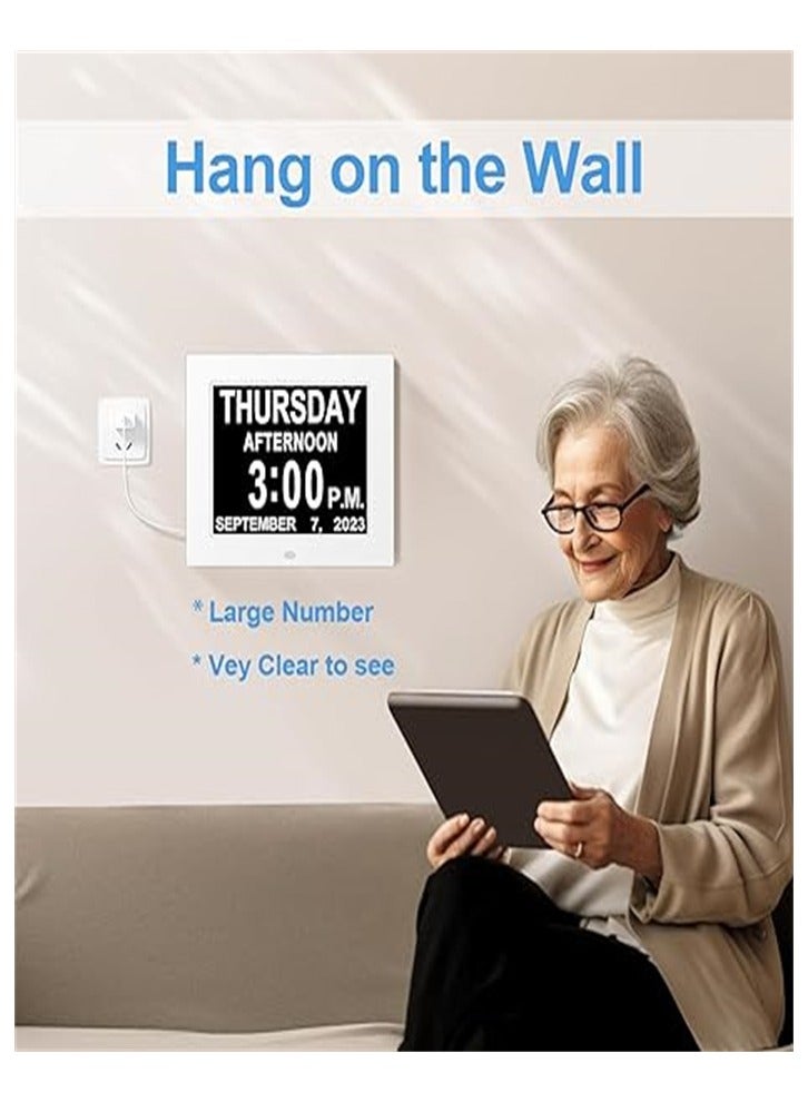 8-inch digital alarm clock, special version for the elderly with calendar function (white) - Image 4