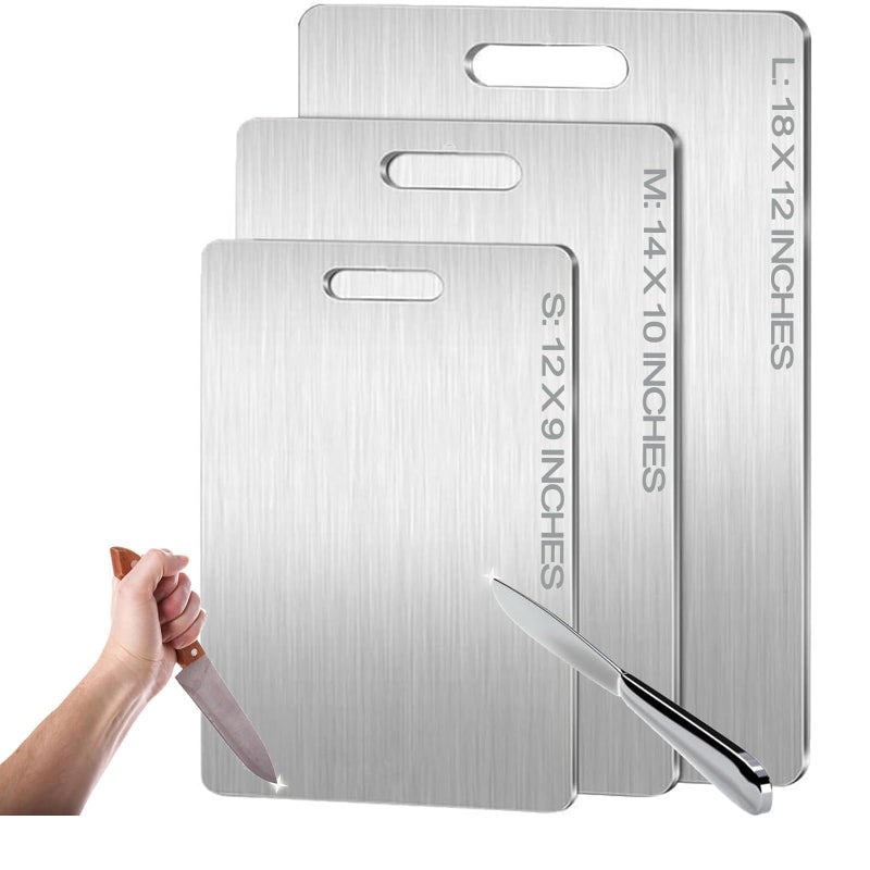 Zaucet Titanium Cutting Board - 2026 New Upgrade 100% Pure Titanium Cutting Boards for Kitchen Double Sided Non Toxic Titanware Cutting Board,Hygiene Durable Dishwasher Safe Chopping Board (12"L x 9"W) - Image 1