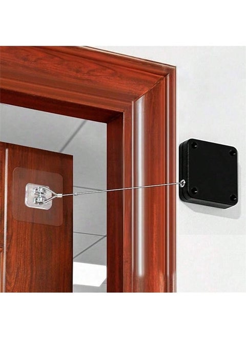 Automatic Door Closer, with Free Flap and Rope, Adjustable Door Closer Without Drilling or Shaking, Soundproof and Damping