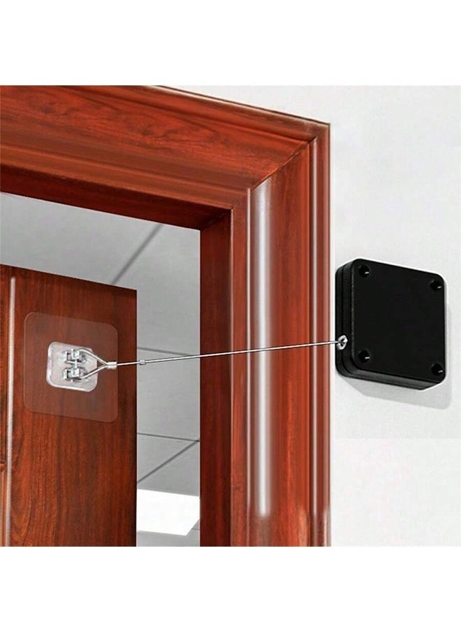 Automatic Door Closer, with Free Flap and Rope, Adjustable Door Closer Without Drilling or Shaking, Soundproof and Damping
